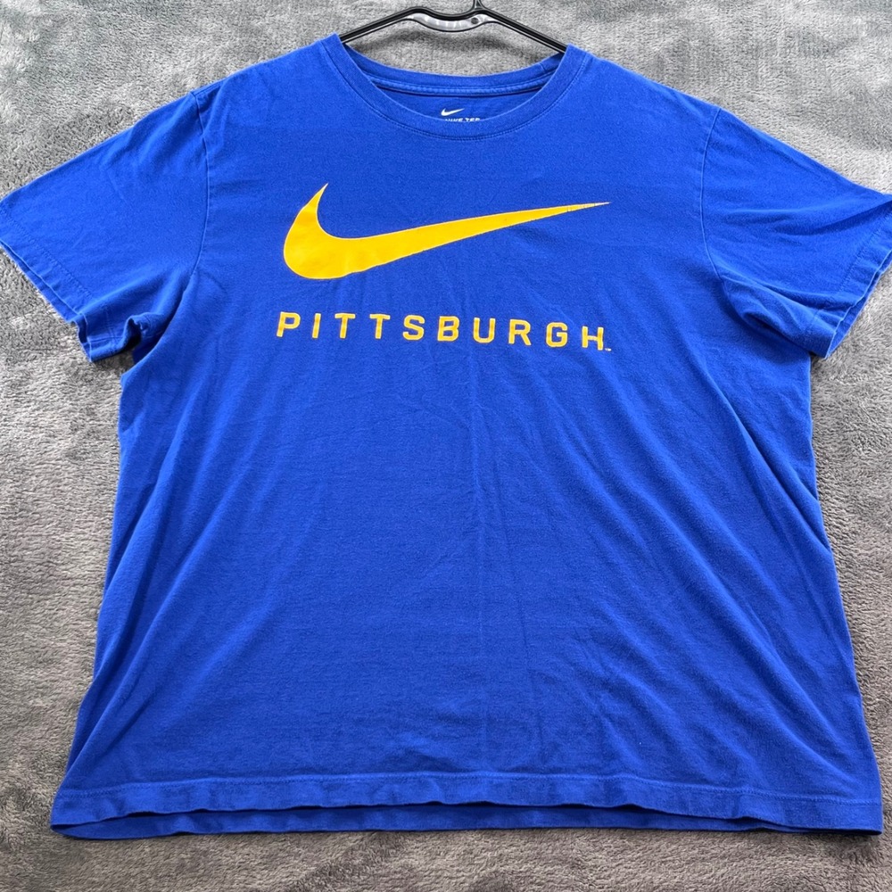 Nike Pittsburgh T-Shirt Mens Large Blue Yellow Swoosh Graphic Short Sleeve Tee